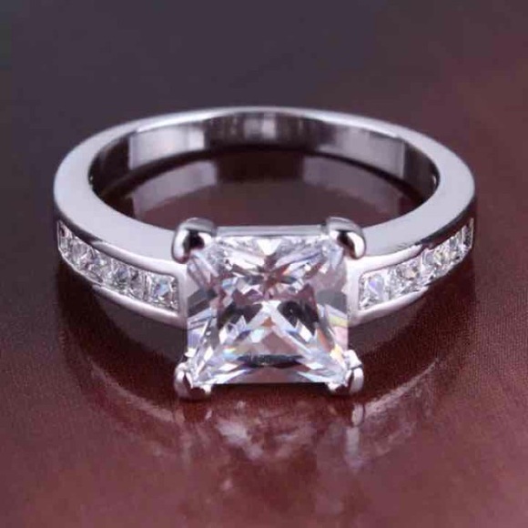 Jewelry - Princess Cut White Gold Engagement Wedding Ring