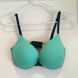 turquoise and navy PINK bra