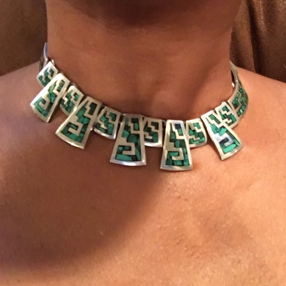 gorgeous choker malachites Stones Mexico silver