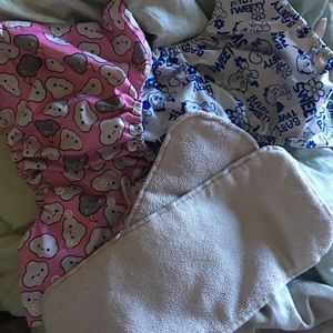 Two cloth diapers with liners