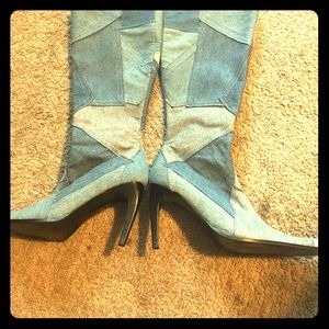 Super cute high fashion blue jean boots!