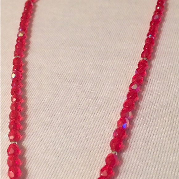 Czech Red Crystal Necklace with earring set