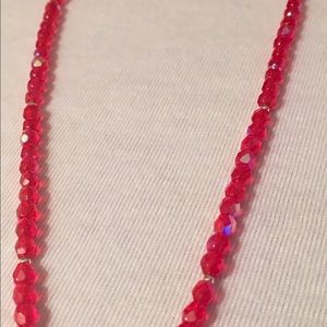 Czech Red Crystal Necklace with earring set