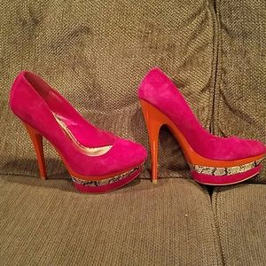 Hot pink high heels