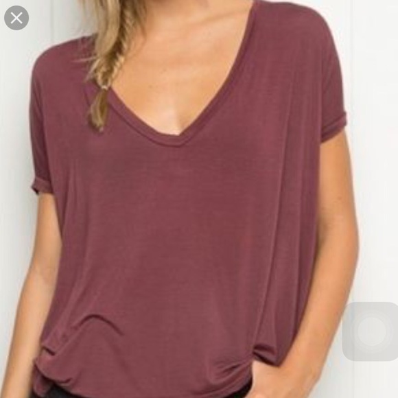Brandy Melville Sheron maroon Vneck top