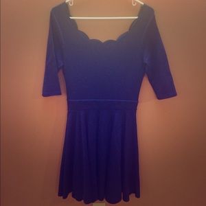 Lulu's Navy Scallop Neckline Dress