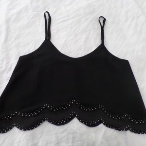 Black crop top w beads.