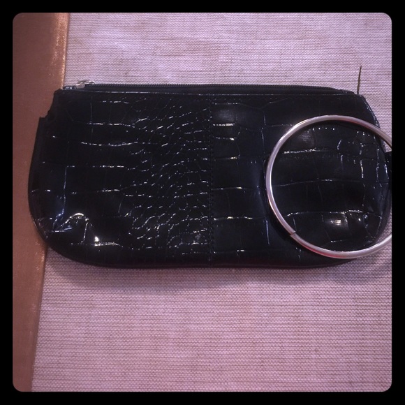 Patent leather zip clutch