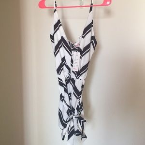 Cute white and black Chevron romper.