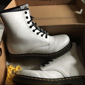 Matte white dr marten boots