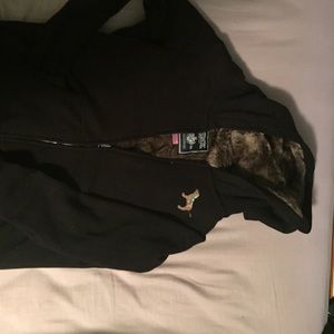 Love pink fur lined zip up sweater