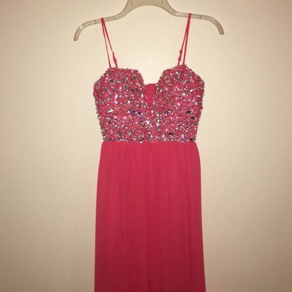 Coral Long Prom/Homecoming Dress - Picture 2 of 4