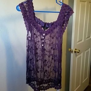 Purple lace top - large