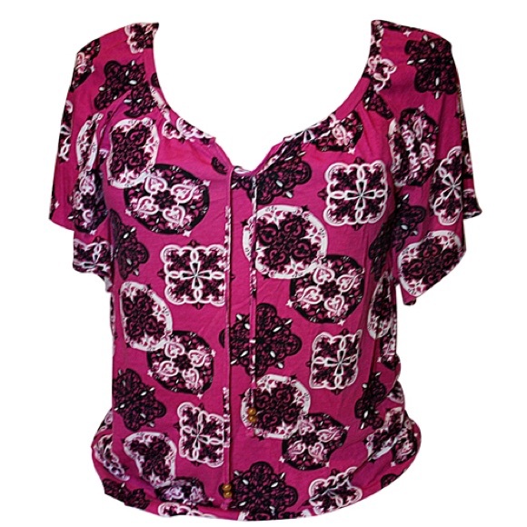 Style & Company Printed Flutter Sleeved Top