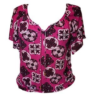 Style & Company Printed Flutter Sleeved Top