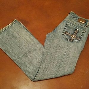 Petrol denim jeans. Size 6Long