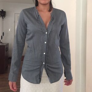 Blue/gray button down blouse