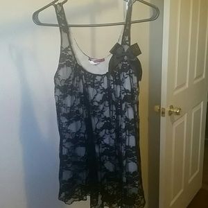 Black lace tank top with bow