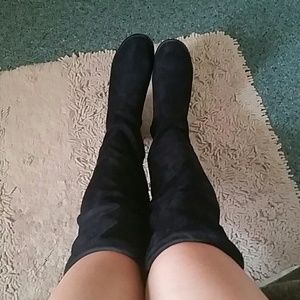 Knee high suede boots