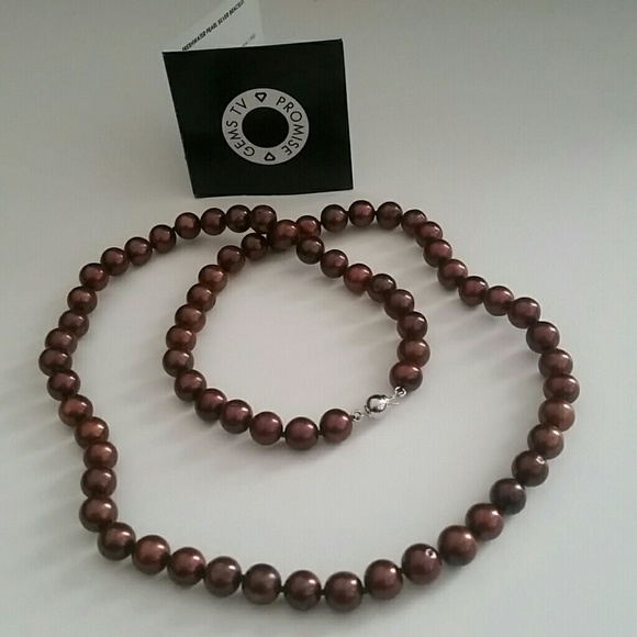 Brown Freshwater Pearl Necklace w Sterling Silver