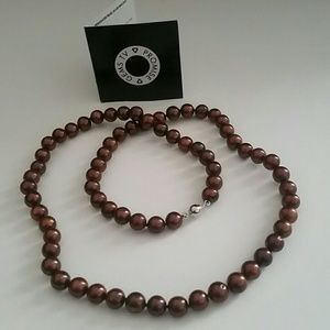 Brown Freshwater Pearl Necklace w Sterling Silver