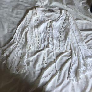 LF Cream lace up crop top