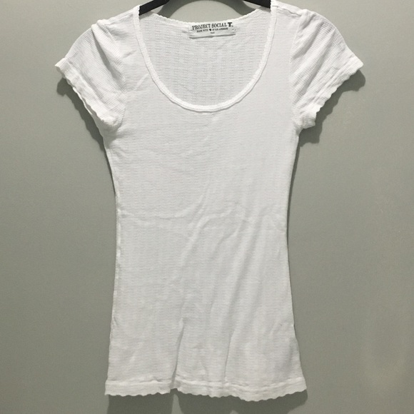 UO Project Social T white scoopneck shirt