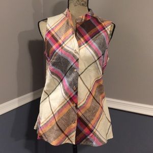 Beautiful Plaid Linen Top! 🌟 Medium