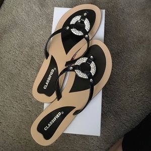 Classified Black Jeweled Sandal Size 6