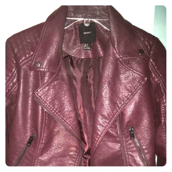 Forever 21 burgundy faux leather jacket