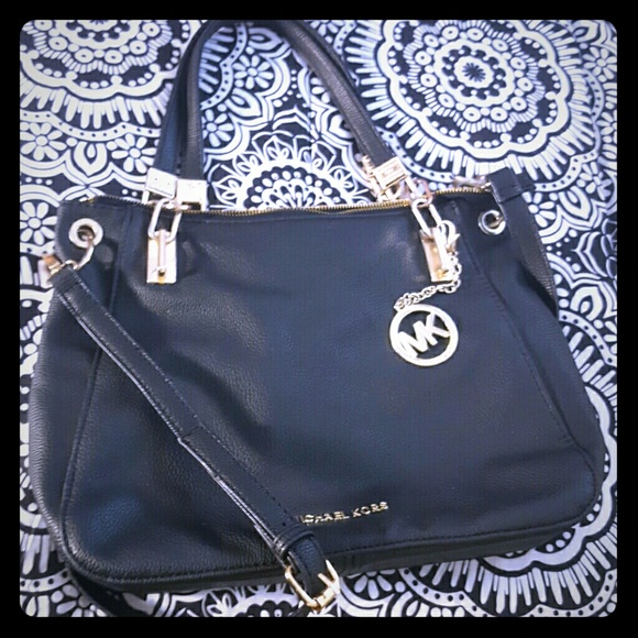 Black and Gold Leather MK satchel