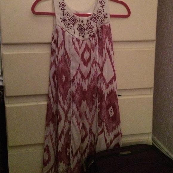 Maroon Aztec pattern dress