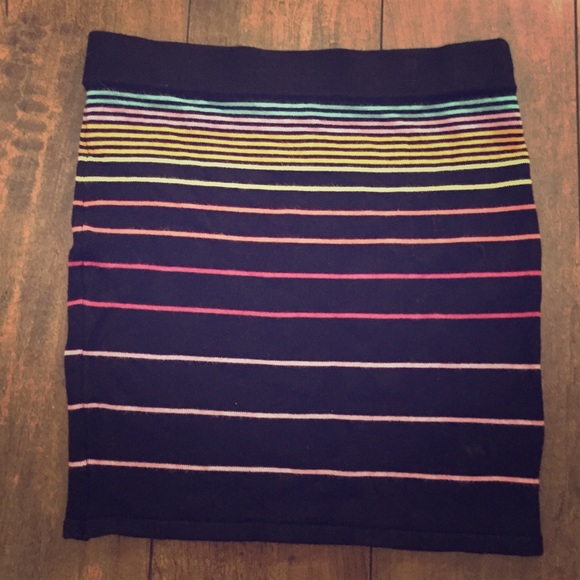Multi colored and black mini skirt