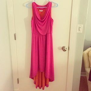 Calvin Klein High-Low Pink & Orange Dress