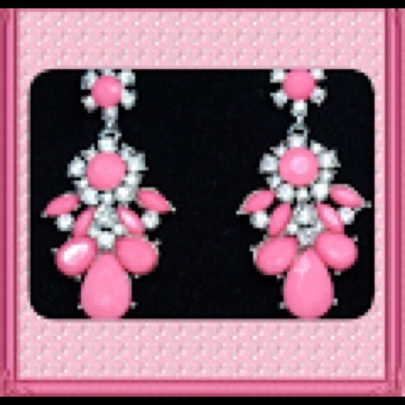 CLEARANCE Pink Enamel Crystal Earrings
