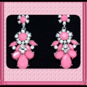 CLEARANCE Pink Enamel Crystal Earrings