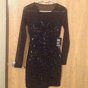 ⚡️SALE⚡️NWT Express black sequin sheer dress