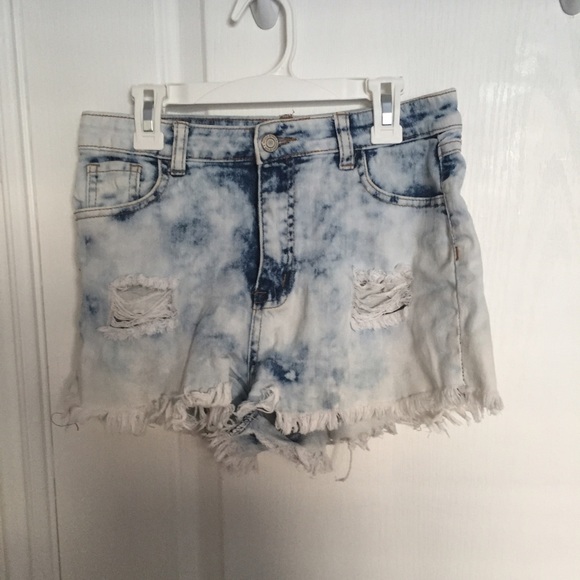 High wasted distressed shorts
