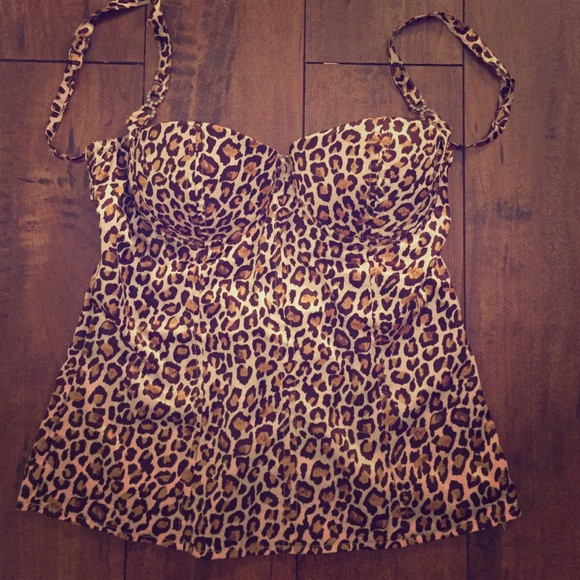 Leopard print top with bra cups and bra strap back