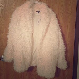 NWT Express faux fur cream white coat