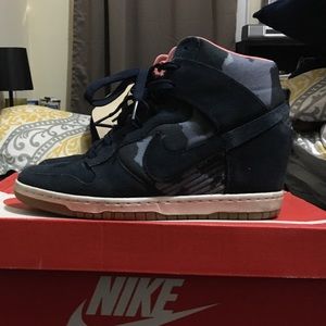 Nike navy blue camo sneaker wedges