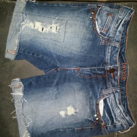 Distressed Jean shorts.