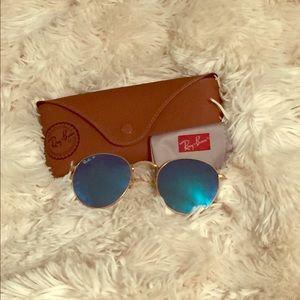 Ray Ban round metal flash lense sunglasses