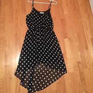 Black and white polka dot Lush high-low dress