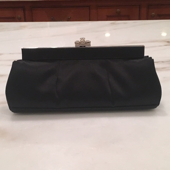 Carlisle Collection Black Silk Clutch with Chain - Picture 1 of 4