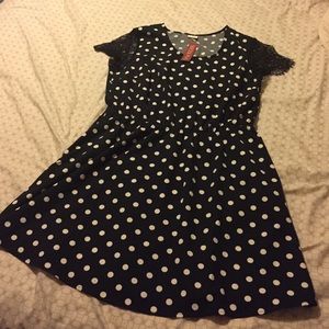 NWT Merona a-line polka dotted dress with lace