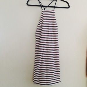 Halter Criss Cross Stripe Dress
