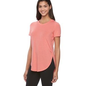 Mudd coral crew neck high low tee