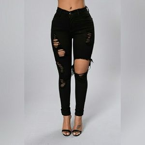 Black Distressed Jeans- extreamly soft fabric
