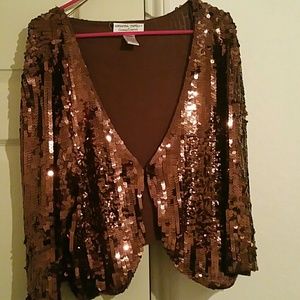 3/4 Sleeve Bronze Sequined Jacket